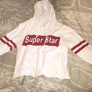 Long sleeve short shirt .